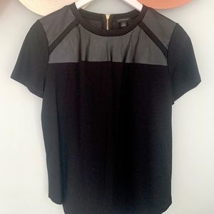 Ann Taylor Mixed Material Black Top, XS